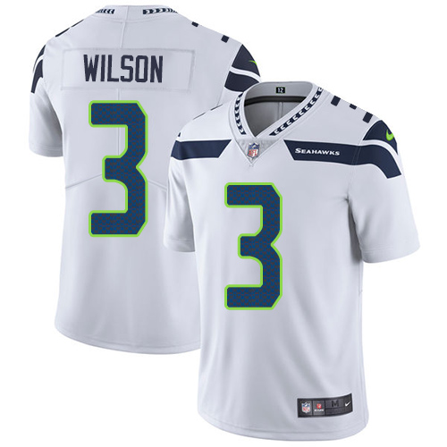 Nike Seahawks #3 Russell Wilson White Men's Stitched NFL Vapor Untouchable Limited Jersey - Click Image to Close